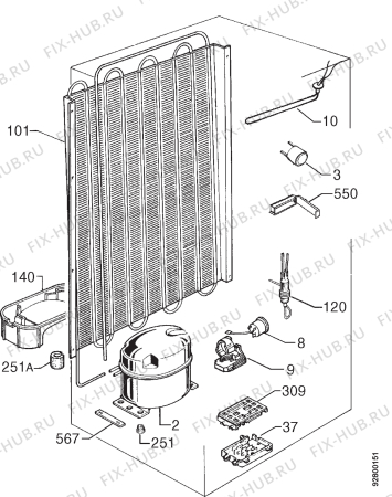 Взрыв-схема холодильника Corbero FD1681 - Схема узла Cooling system 017